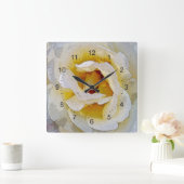 Horloge Carrée tons blanc à jaune (Maison)