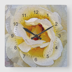 Horloge Carrée tons blanc à jaune