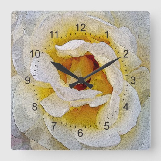 Horloge Carrée tons blanc à jaune (Recto)