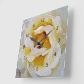Horloge Carrée tons blanc à jaune (Angle)