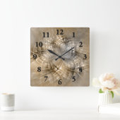 Horloge Carrée Tons Terre Abstrait Art fractal moderne Texture (Maison)