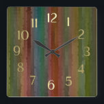 Horloge Carrée Tons Terre Techno Streaks<br><div class="desc">Earth Tones Techno Streaks Imprimé et expédié par Zazzle ou ses partenaires.</div>