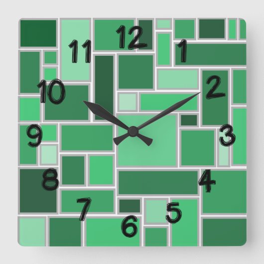 Horloge Carrée Tons verts (Recto)