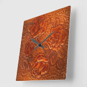 Horloge Carrée Tooled Western Leather Roses Clock (Angle)