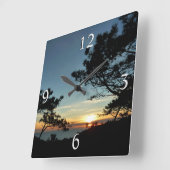 Horloge Carrée Torrey Pine Sunset III Paysage californien (Angle)