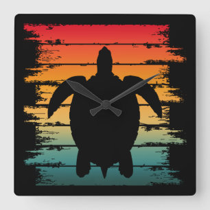 HORLOGE CARRÉE TORTUE VINTAGE CRÉATURE MARINE REPTILE