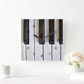 Horloge Carrée Touches de piano - Noir et blanc (Maison)