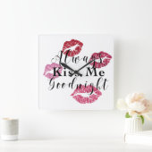 Horloge Carrée Toujours M'Embrasser Bonne nuit (Maison)