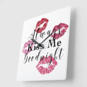 Horloge Carrée Toujours M'Embrasser Bonne nuit (Angle)