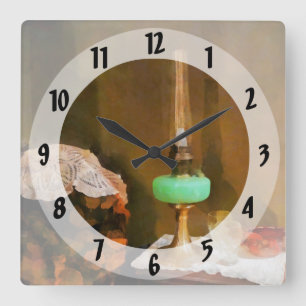 Horloge Carrée Toujours Vie Avec Lampe Hurricane