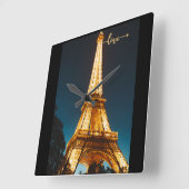 Horloge Carrée Tour Eiffel d'amour (Angle)