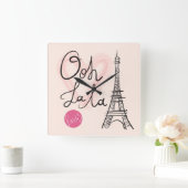 Horloge Carrée Tour Eiffel Dessinée À La Main (Maison)