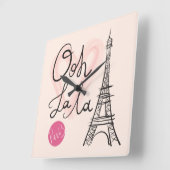 Horloge Carrée Tour Eiffel Dessinée À La Main (Angle)