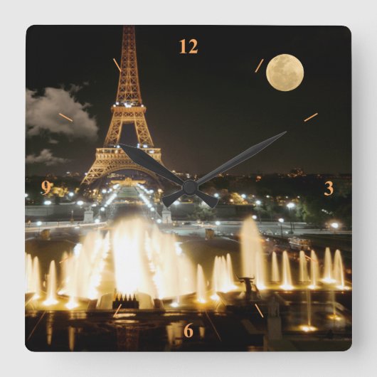 Horloge Carrée Tour Eiffel en soirée (Recto)