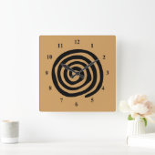 Horloge Carrée Tourbillon tribal noir en spirale (Maison)