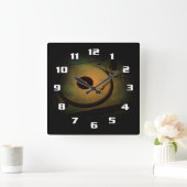 Horloge Carrée Tourne-disque rétro cool (Maison)