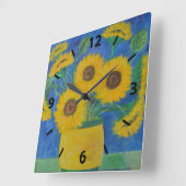 Horloge Carrée Tournesol (Angle)