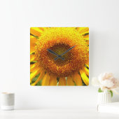 Horloge Carrée Tournesol de mammouth jaune géant (Maison)