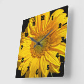 Horloge Carrée Tournesol noir en graisses nombre wc (Angle)