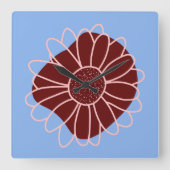 Horloge Carrée Tournesol rustique contemporain (Recto)