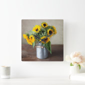 Horloge Carrée Tournesols (Maison)