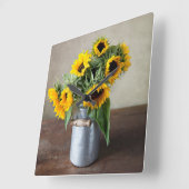 Horloge Carrée Tournesols (Angle)