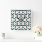 Horloge Carrée Tourquoise Moroccan Pattern (Maison)