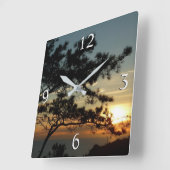 Horloge Carrée Tourrey Pine Sunset I California Paysage (Angle)
