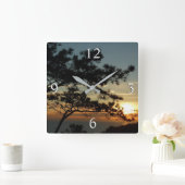Horloge Carrée Tourrey Pine Sunset I California Paysage (Maison)