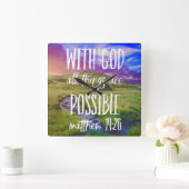 Horloge Carrée Tous les Things Are Possible Bible Versets Scriptu (Maison)
