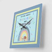 Horloge Carrée Tout sur les arcs-en-ciel et les chiots     (Angle)