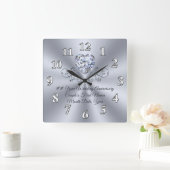 Horloge Carrée Toute année Cadeaux personnalisés Mariage diamant  (Maison)