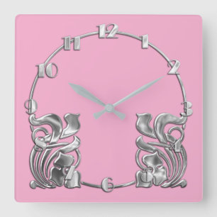 Horloge Carrée Toute couleur Art Déco Design Argent