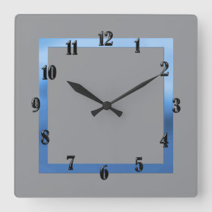 Horloge Carrée Toute couleur avec bordure bleue