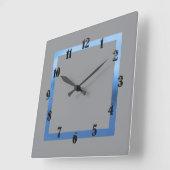 Horloge Carrée Toute couleur avec bordure bleue (Angle)