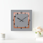 Horloge Carrée Toute couleur avec bordure en cuivre (Maison)