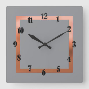 Horloge Carrée Toute couleur avec bordure en cuivre
