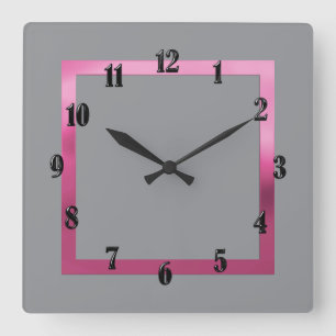 Horloge Carrée Toute couleur avec bordure rose