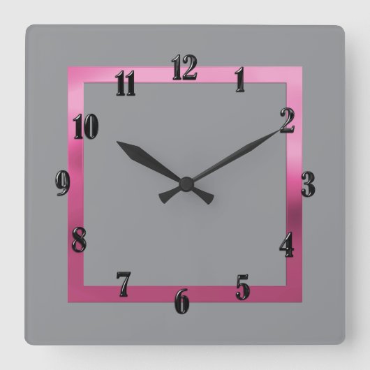 Horloge Carrée Toute couleur avec bordure rose (Recto)