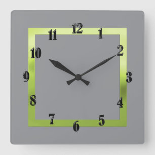 Horloge Carrée Toute couleur avec bordure verte