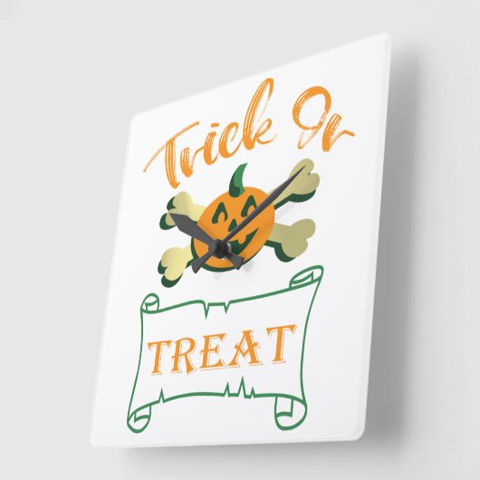 Horloge Carrée Tracer ou traiter les os croisés citrouille Hallow (Angle)