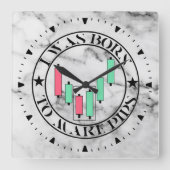 Horloge Carrée Trade Design | Bullish pattern | Marble (Recto)