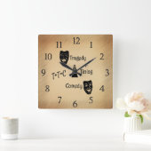 Horloge Carrée Tragédie + Timing Equals Comédie Théâtre (Maison)