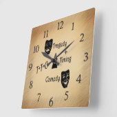 Horloge Carrée Tragédie + Timing Equals Comédie Théâtre (Angle)