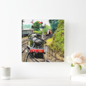 HORLOGE CARRÉE TRAIN À VAPEUR (Maison)