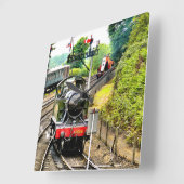 HORLOGE CARRÉE TRAIN À VAPEUR (Angle)