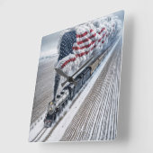 Horloge Carrée Train américain de la liberté (Angle)