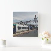 Horloge Carrée Train bleu et blanc (Maison)