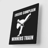 Horloge Carrée Train d'Arts martiaux (Angle)