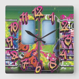 Horloge Carrée Train de métro graffité